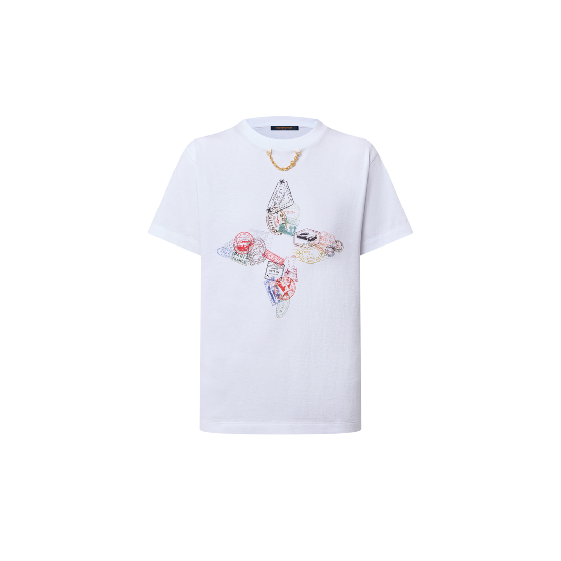 【Louis Vuitton】最新作トラベル スタンプ フラワー Tシャツ 華やか仕上げ♪】ルイヴィトン☆トラベルスタンプフラワー